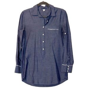 J. Crew Cotton Blue Chambray Tunic Shirt Dress Size XS